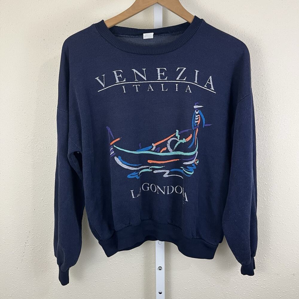 Vintage Venezia Italia Gondola Sweatshirt Unisex Navy Made in Italy Venice